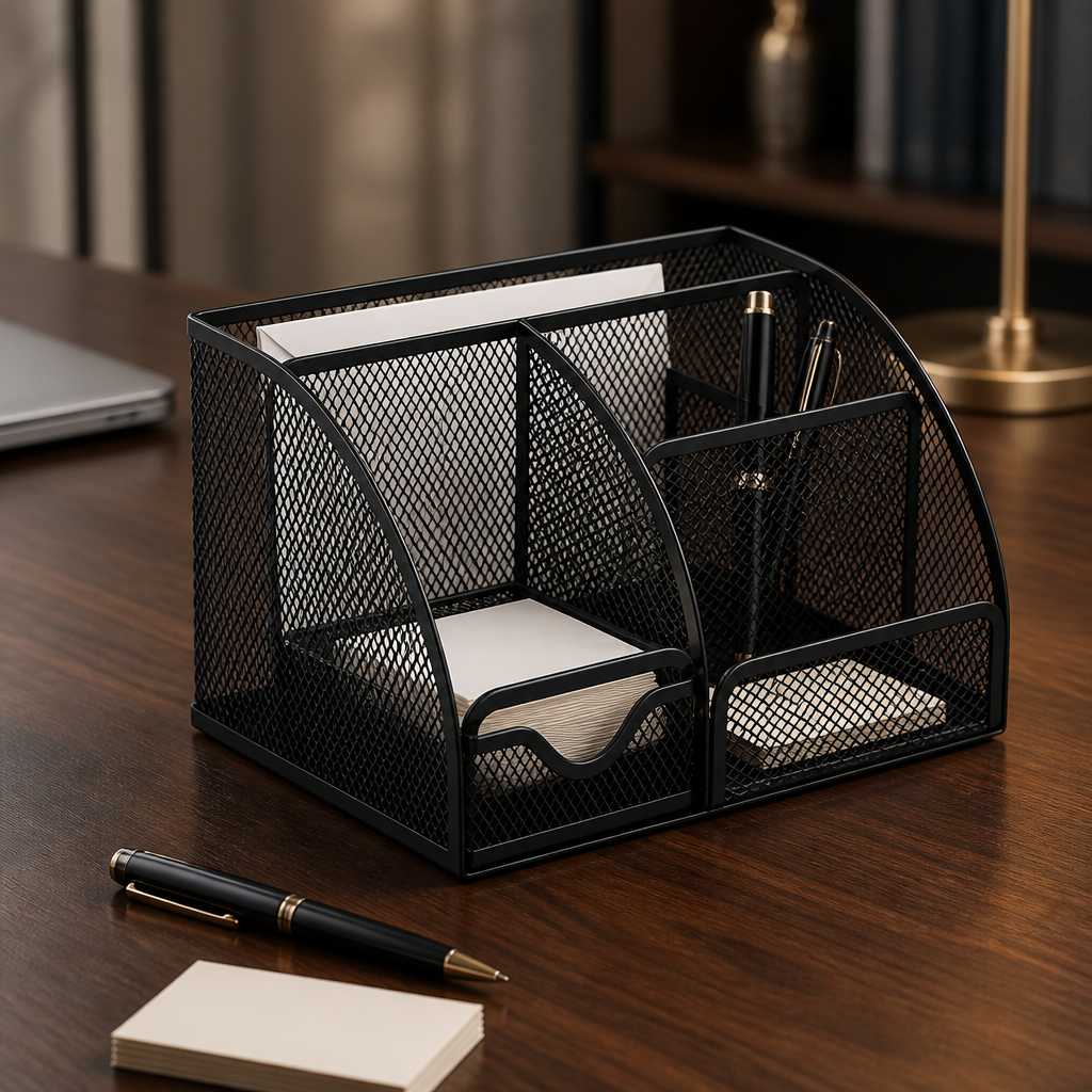 Multi-Section Mesh Desk Holder – Space-Saving Desktop Organiser