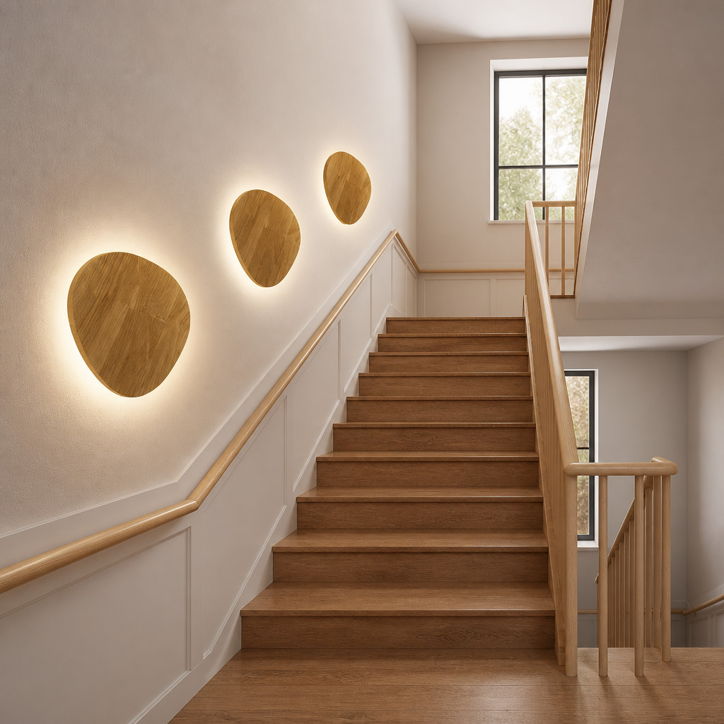 Oval wooden LED wall light 