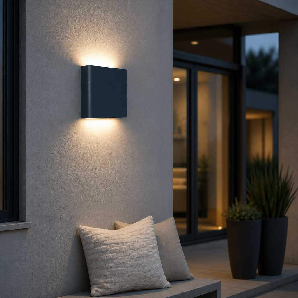 Black 12W LED wall light with warm white up-down