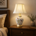 Hand-Painted Ceramic Table Lamp – Brass Base, Dimmable
