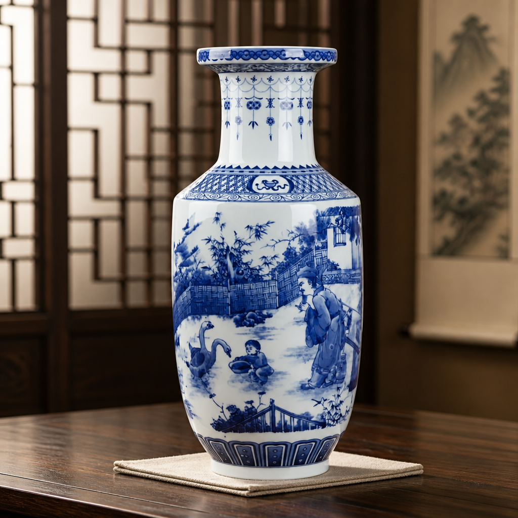 Blue & White Ceramic Vases – Classic Decorative Porcelain Style Home Decor