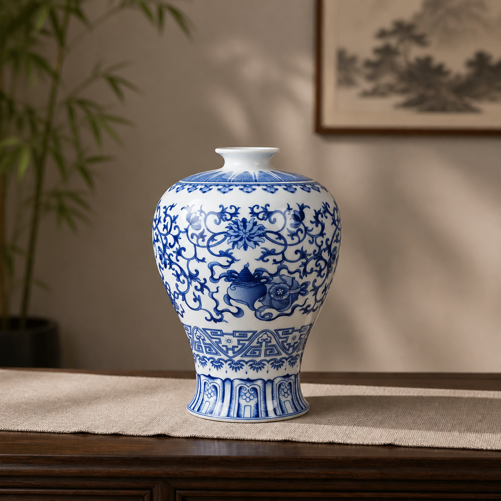 Blue & White Ceramic Vases – Classic Decorative Porcelain Style Home Decor