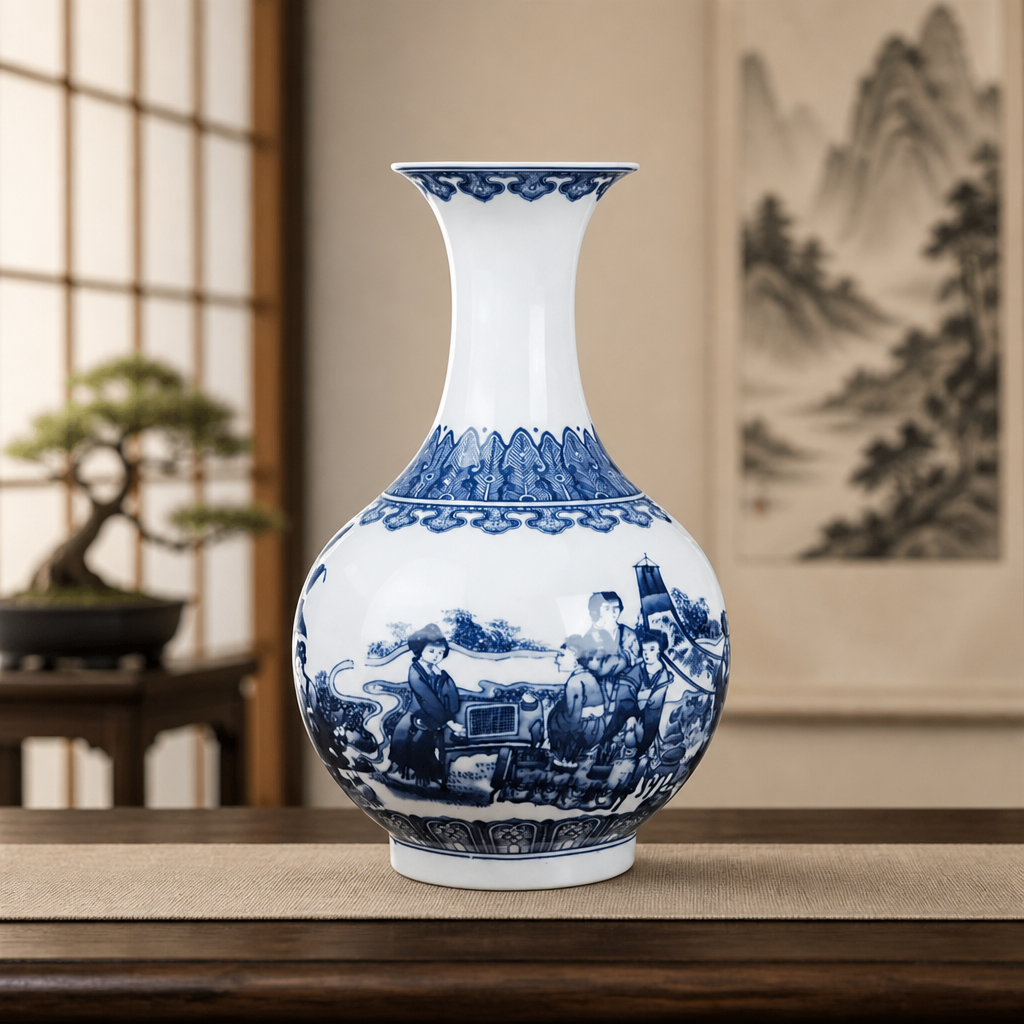 Blue & White Ceramic Vases – Classic Decorative Porcelain Style Home Decor