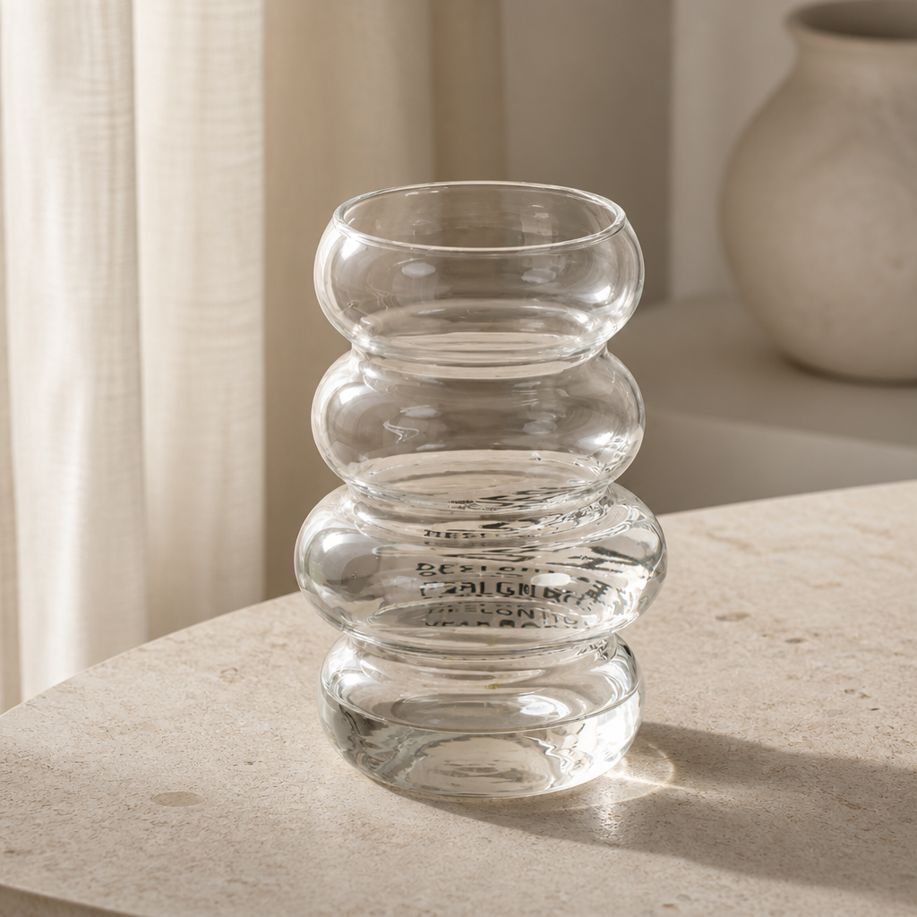 Modern Sculptural Glass Vase – Decorative Coloured Glass Vase for Shelves & Tables