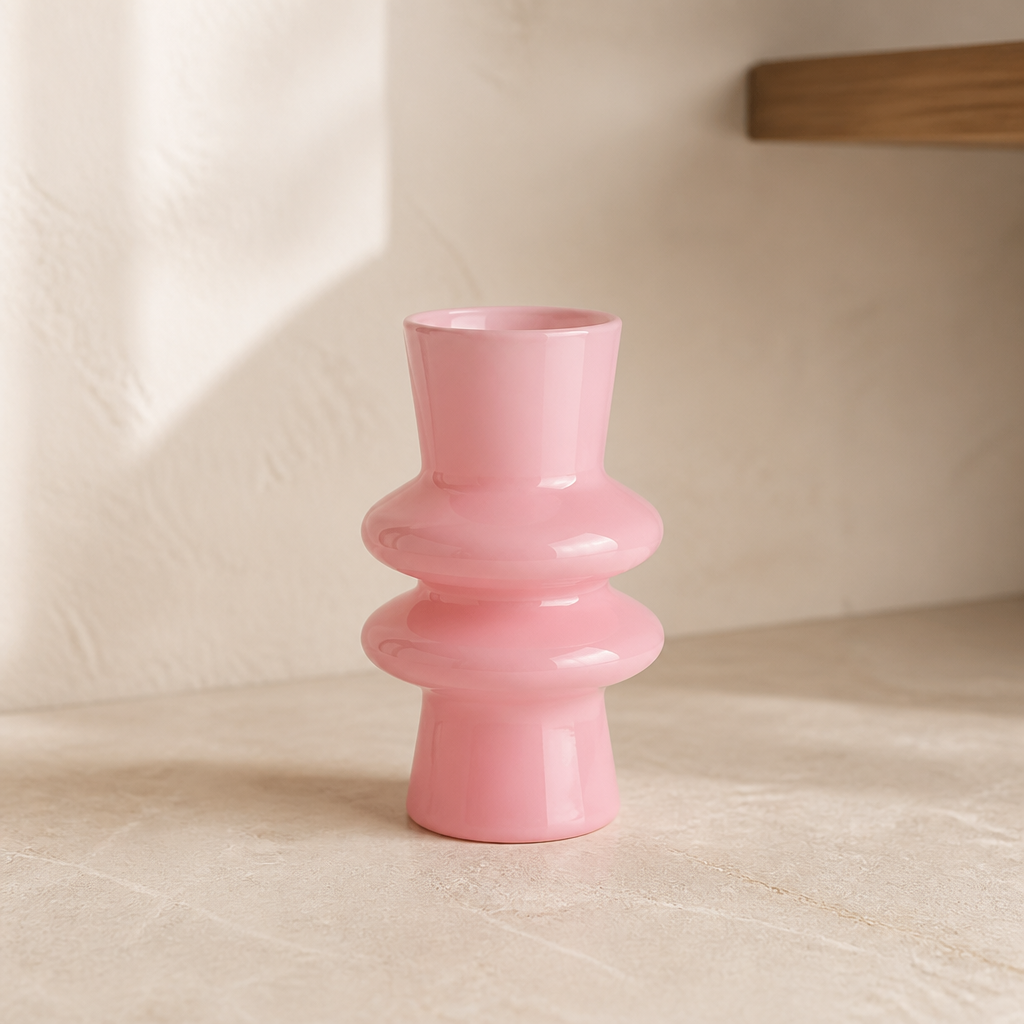 Modern Sculptural Glass Vase – Decorative Coloured Glass Vase for Shelves & Tables
