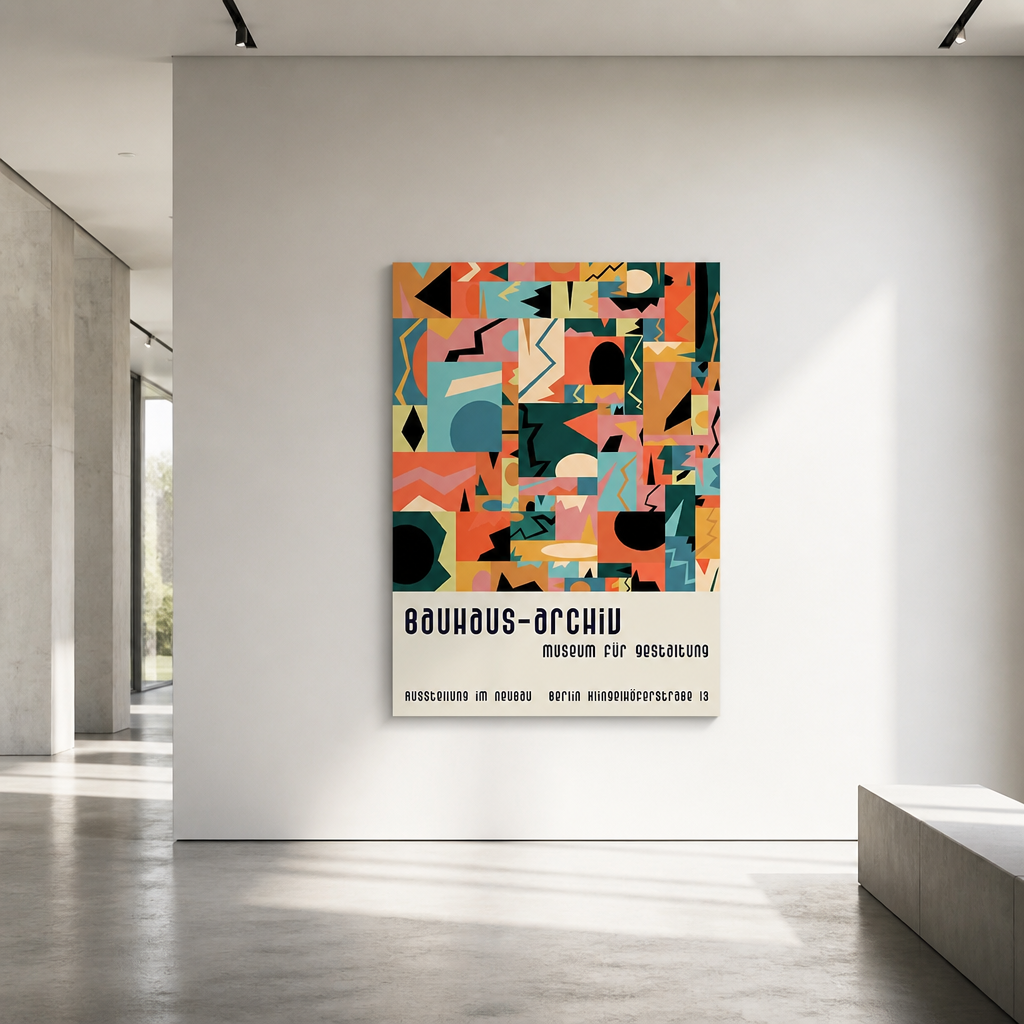 Colourful geometric Bauhaus Archiv exhibition poster print