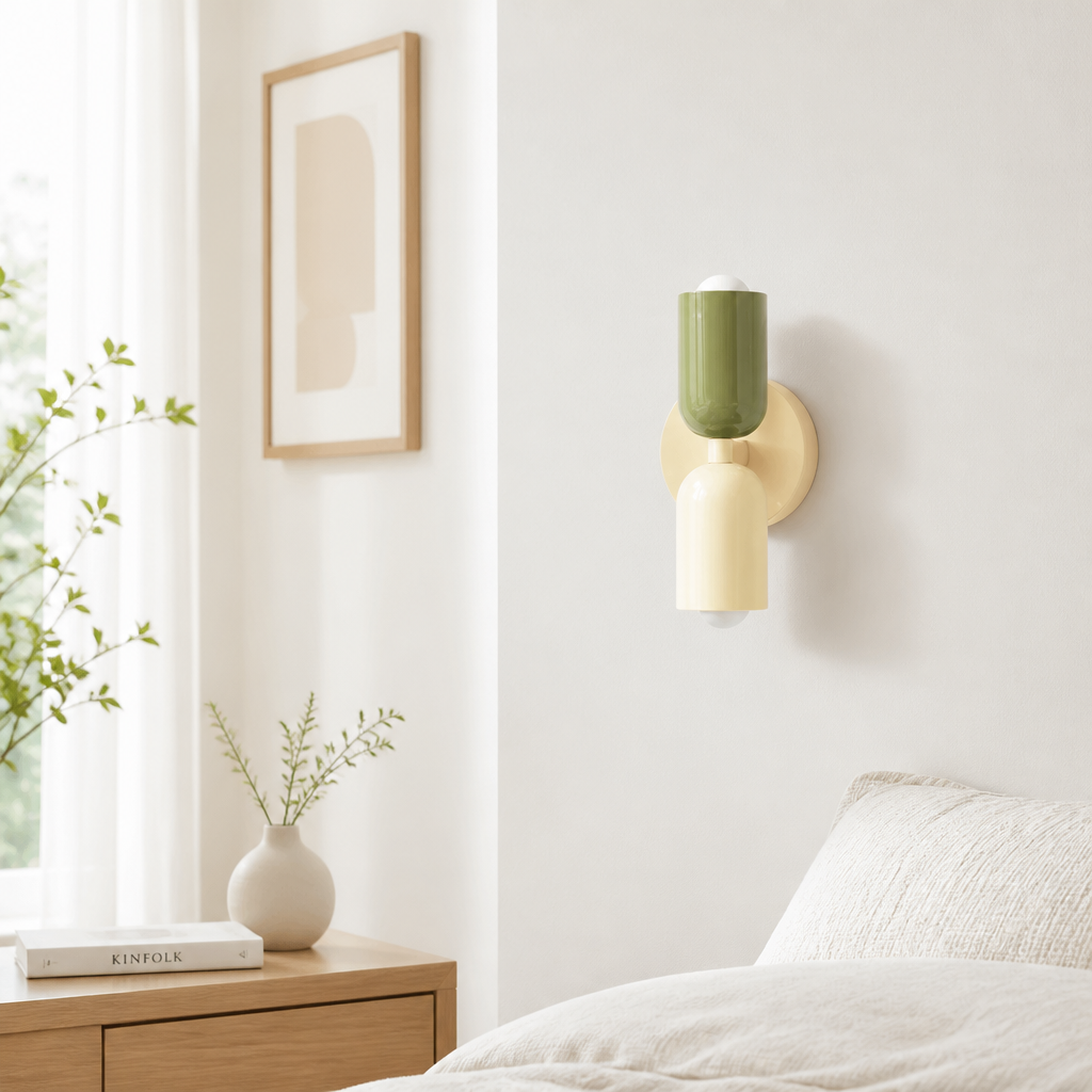 Green and cream two-tone wall sconce