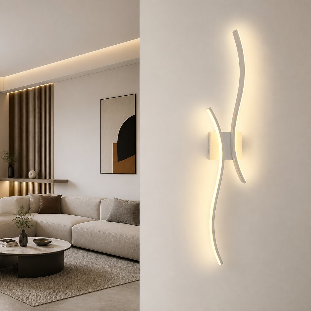 White 60cm Nordic wave wall light