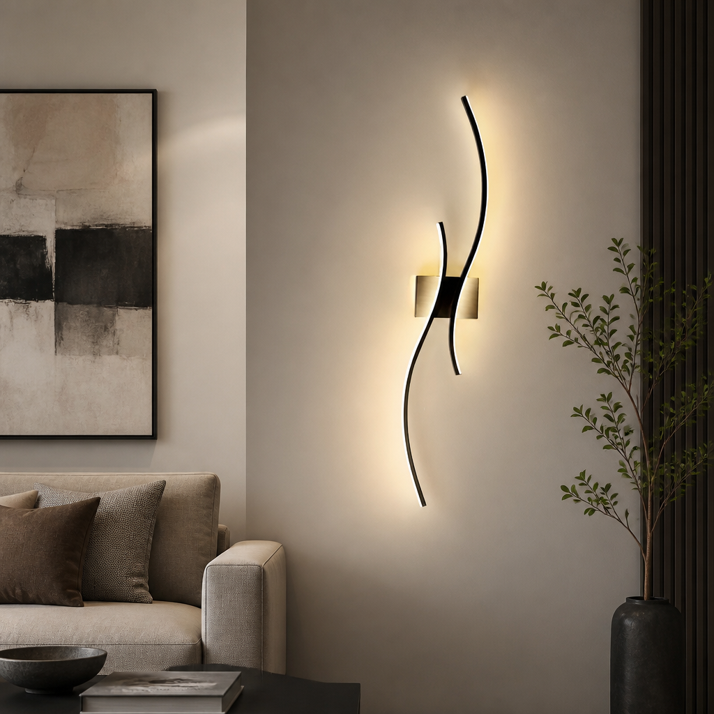 Black 60cm Nordic wave wall light