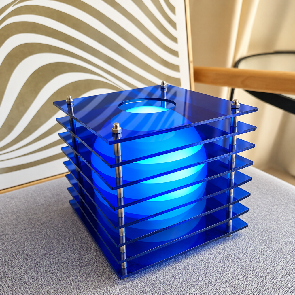 Blue Acrylic Table Lamp | Rechargeable RGB Mood Light
