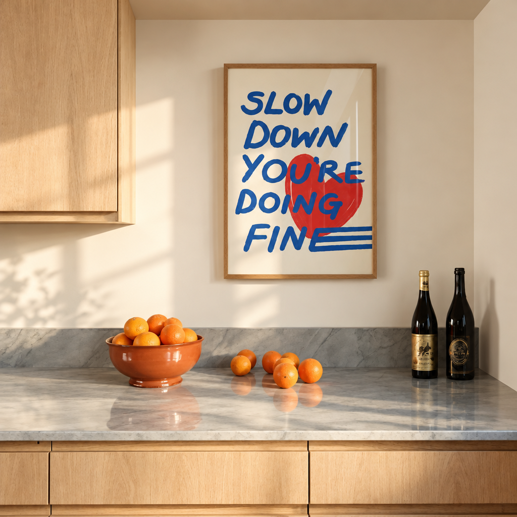 Slow Down You're Doing Fine Canvas Print | Red & Blue Wall Art