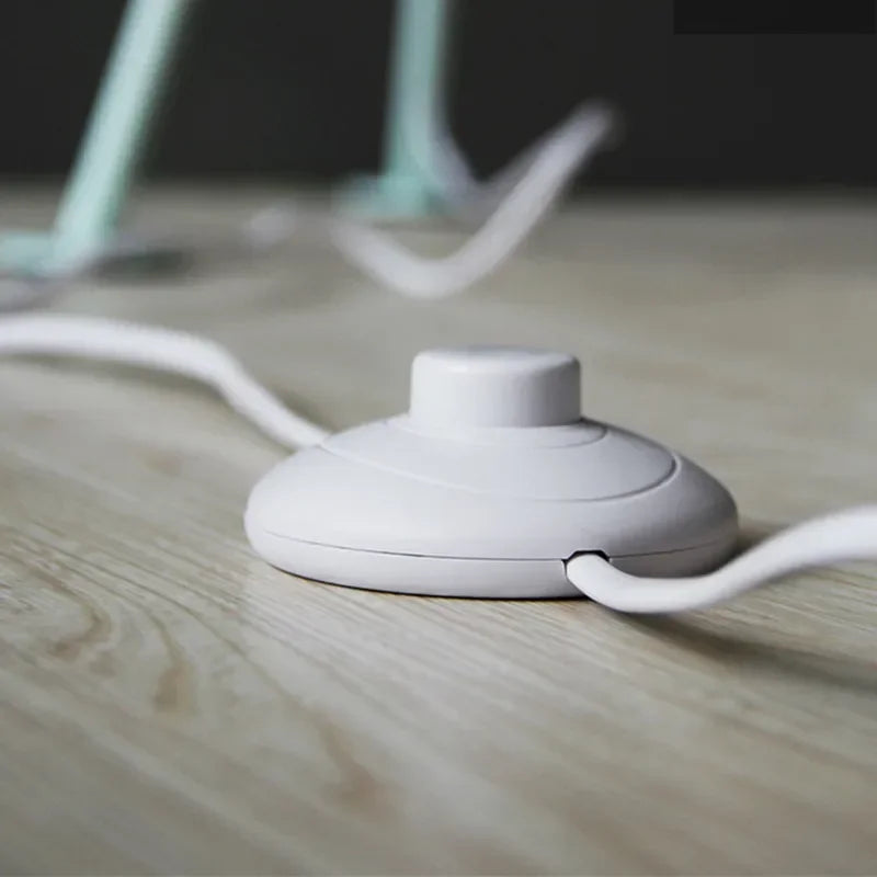Close-up of the foot switch for a tripod floor lamp.