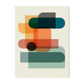 Abstract geometric design with colorful shapes on a beige background