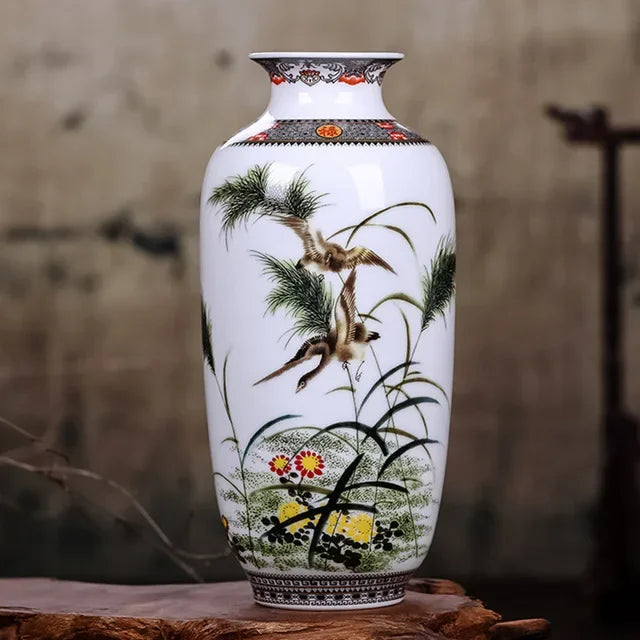 Chinese Ceramic Vase with Printed Designs – Traditional Art Décor (Multiple Styles)