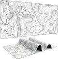 White extended mouse pad with black contour-line pattern shown flat and folded