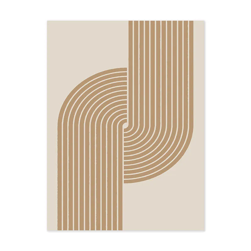 Beige abstract design with curved lines on a beige background