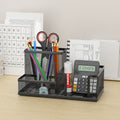 Home Office Desk Organiser – Black Metal Mesh Stationery Holder