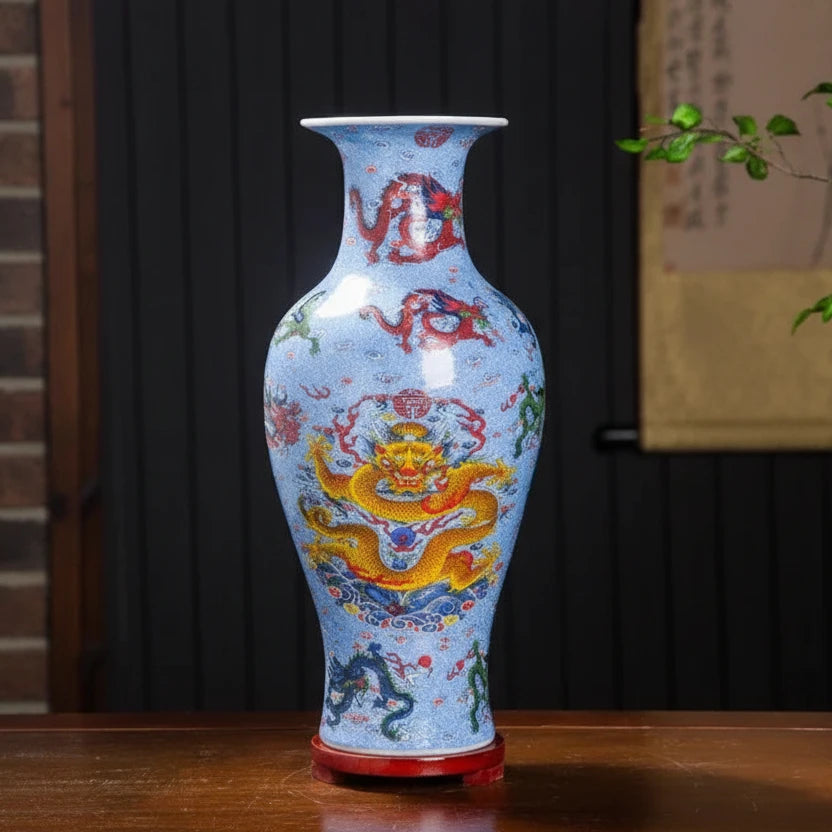 Chinese Ceramic Dragon Vases | Hand-glazed Decorative Vase