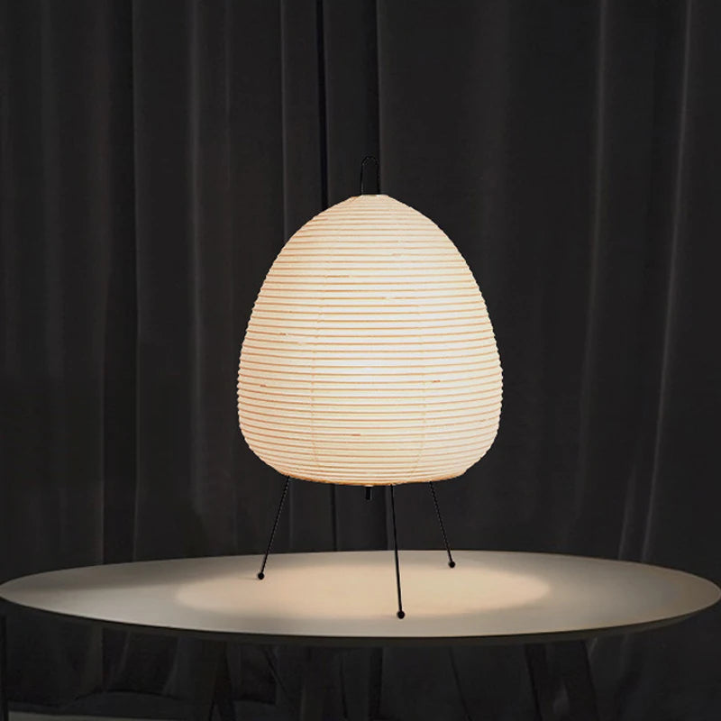 Modern Japanese table lamp with a unique design on a dark background