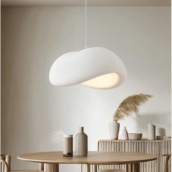 Large white Wabi-Sabi pendant light with dimensions L60 × W45 × H27cm