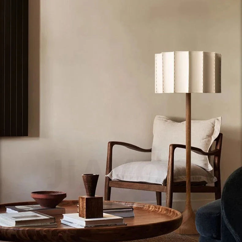 Wabi Sabi floor lamp providing warm ambient light in living room