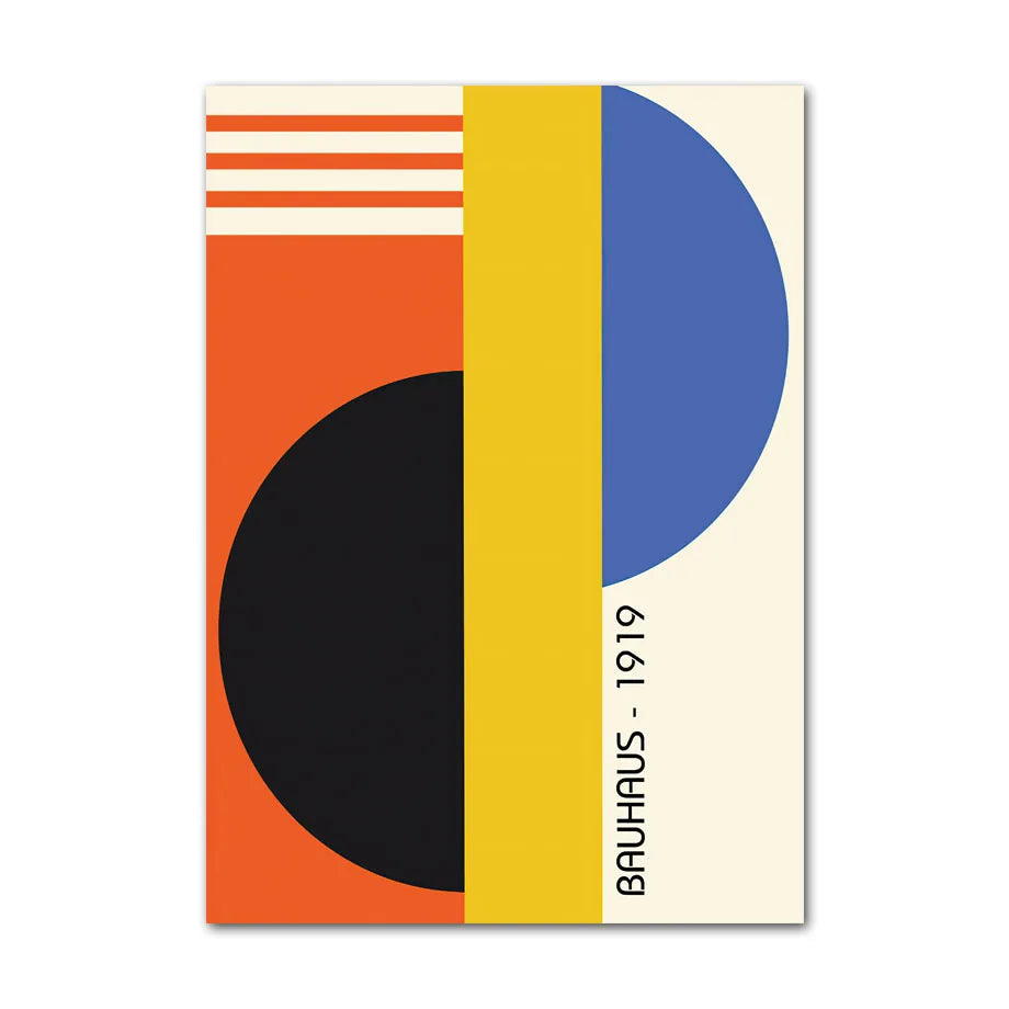 Vertical composition with black semi-circle and blue accents (1919).