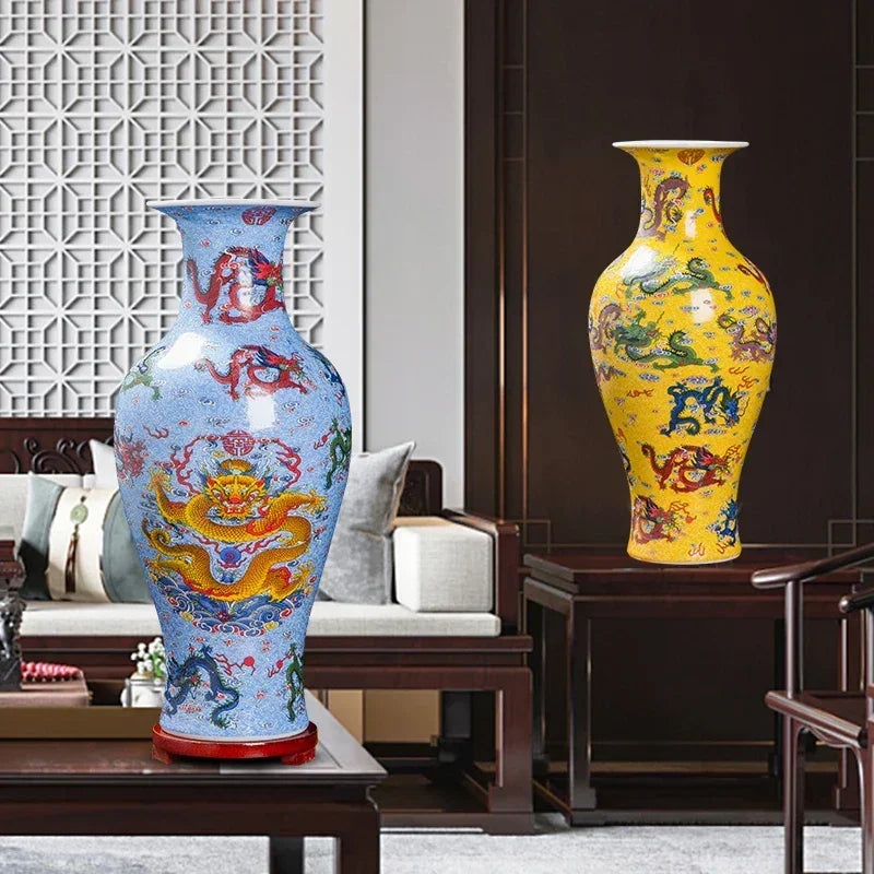 Chinese Ceramic Dragon Vases | Hand-glazed Decorative Vase