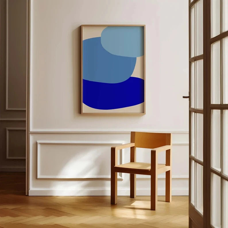 Soft Blue Layers, a canvas art print in a frame
