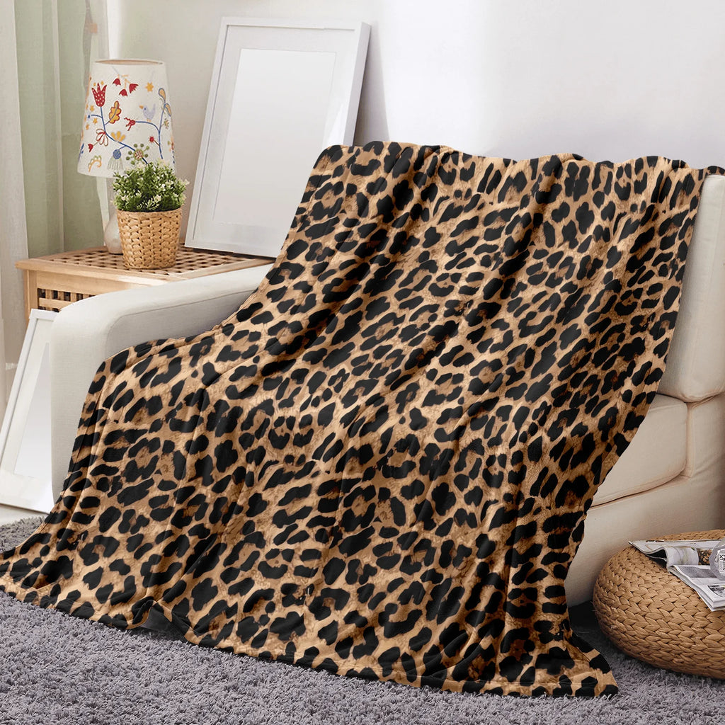 Leopard print flannel blanket for the sofa
