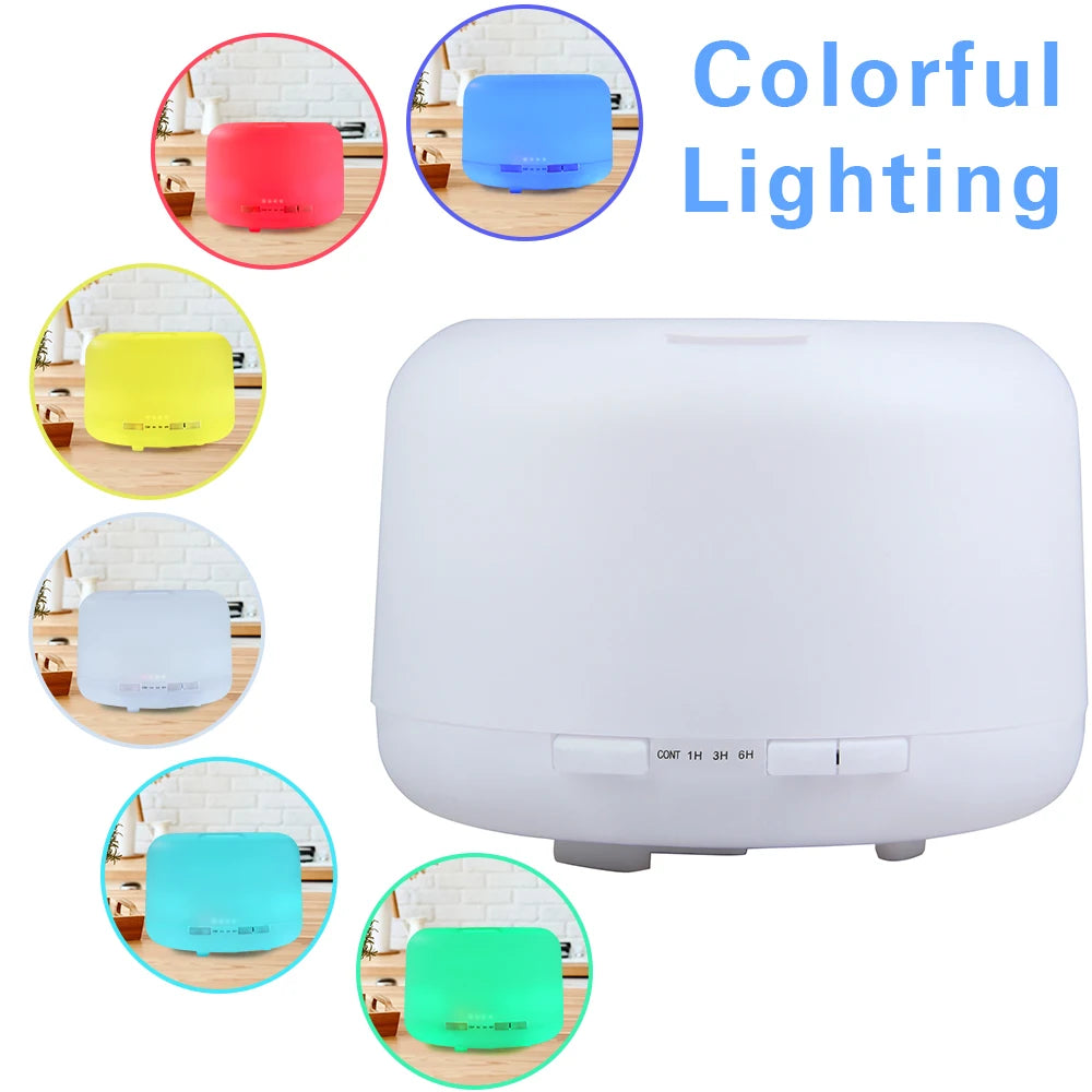 White diffuser with colourful LED lights on a white background