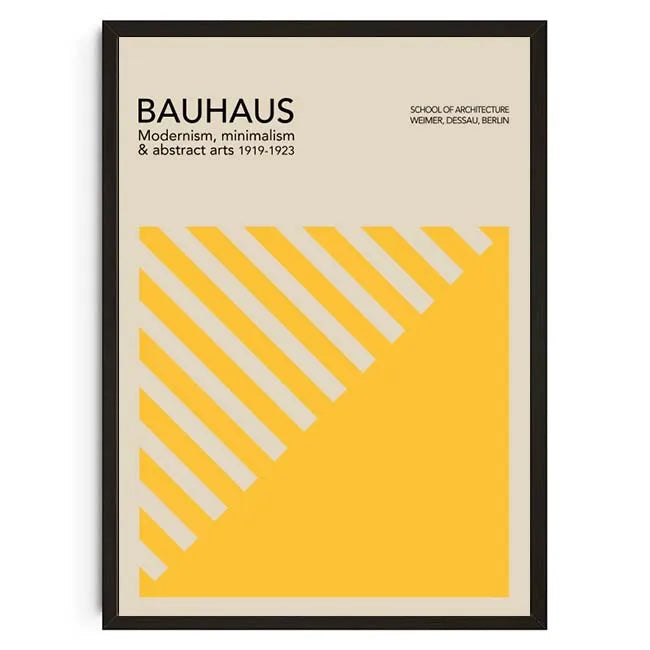 Framed poster with Bauhaus design elements on a beige background
