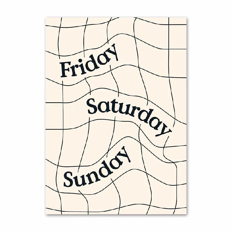 Calendar with days of the week text on a grid pattern