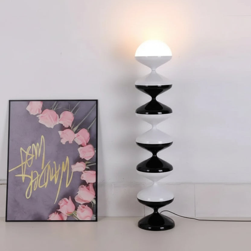 Two-tone black and white sculptural floor lamp