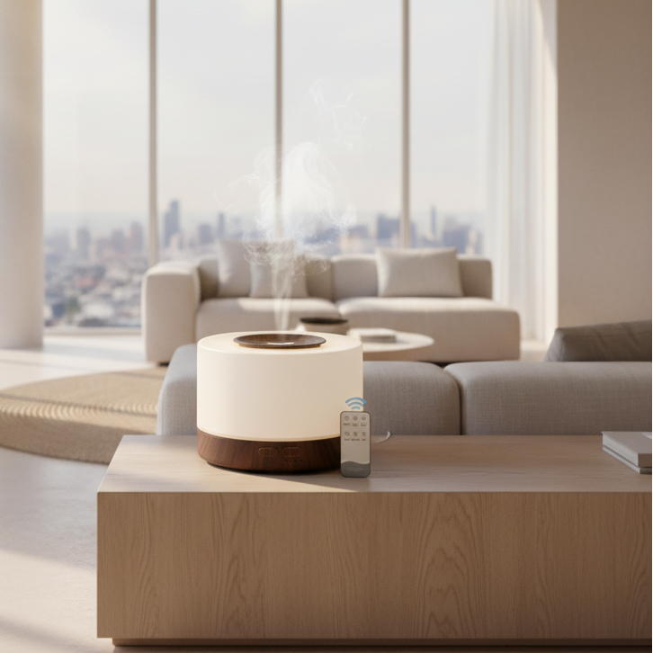 Deep wood grain 500ml ultrasonic aromatherapy diffuser with remote control and cool mist technology