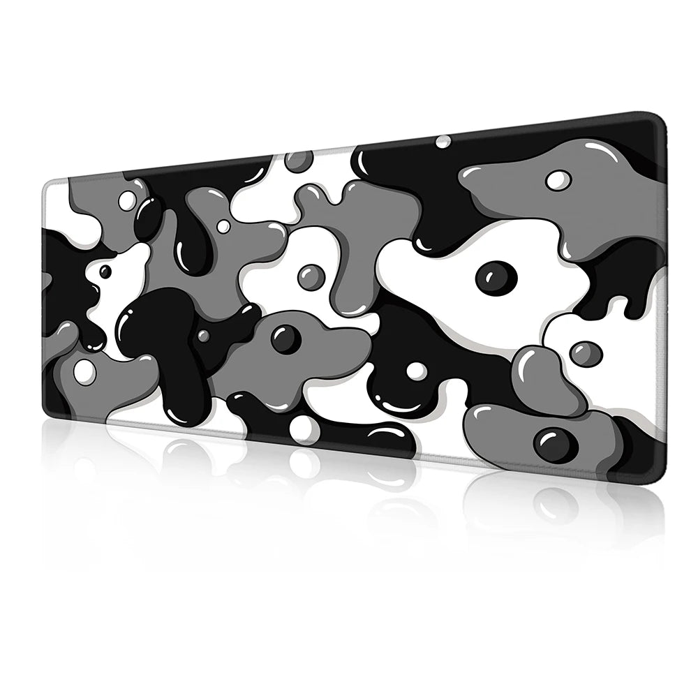 Waterproof Large Gaming Mouse Pad with Abstract Monochrome Design