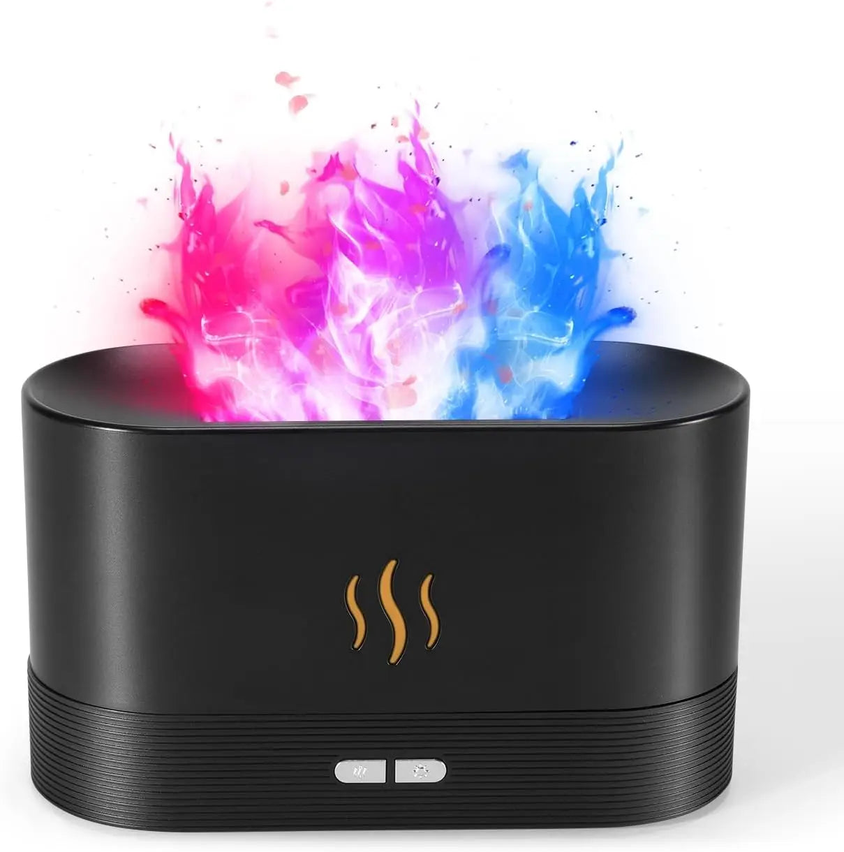 Black ultrasonic diffuser with colourful mist flame effect