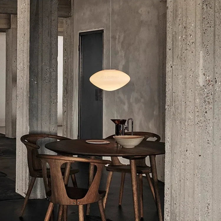 Small glass LED ceiling shade with adjustable suspension cable, measuring 25cm wide and 13cm high.