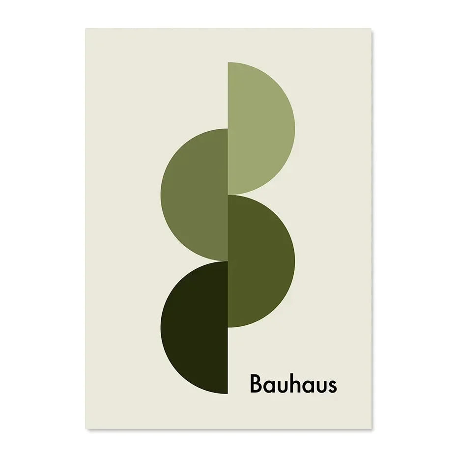 Geometric design with 'Bauhaus' text on a beige background