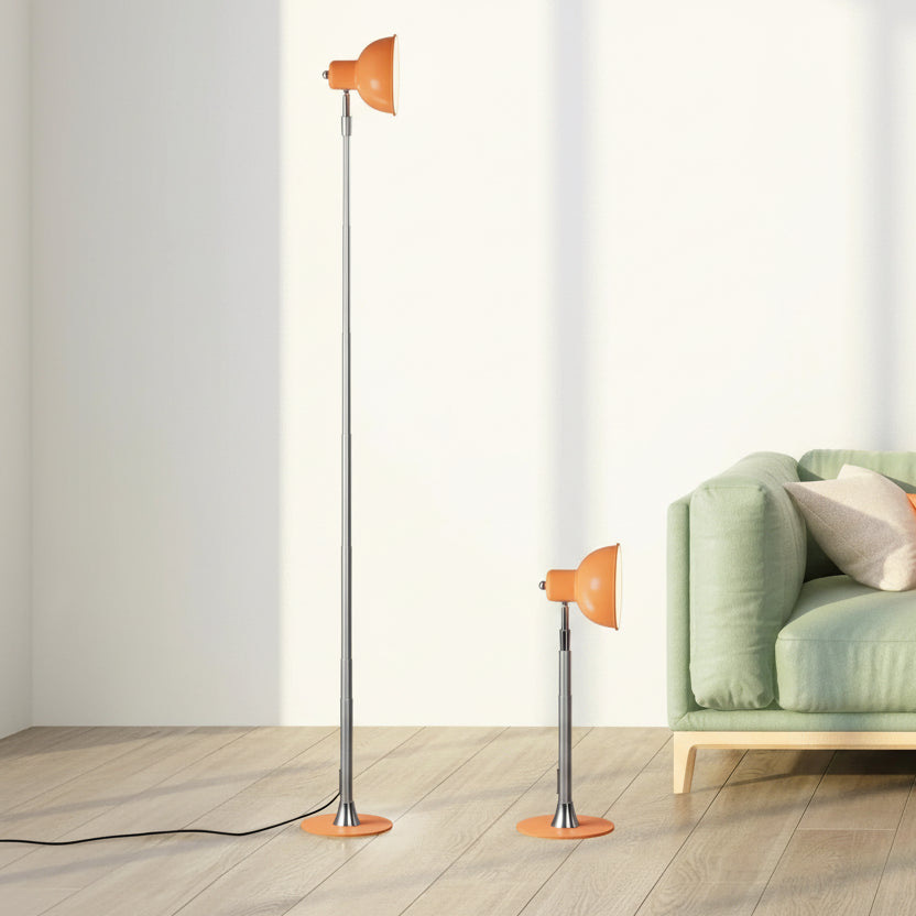 Orange floor lamp set against a neutral background.