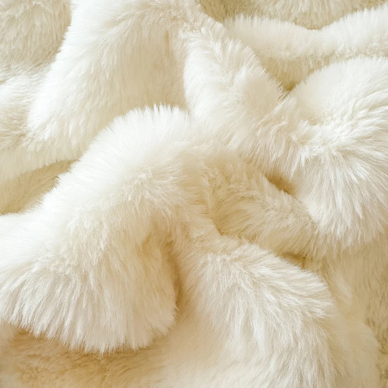 Close-up of fluffy white fur texture