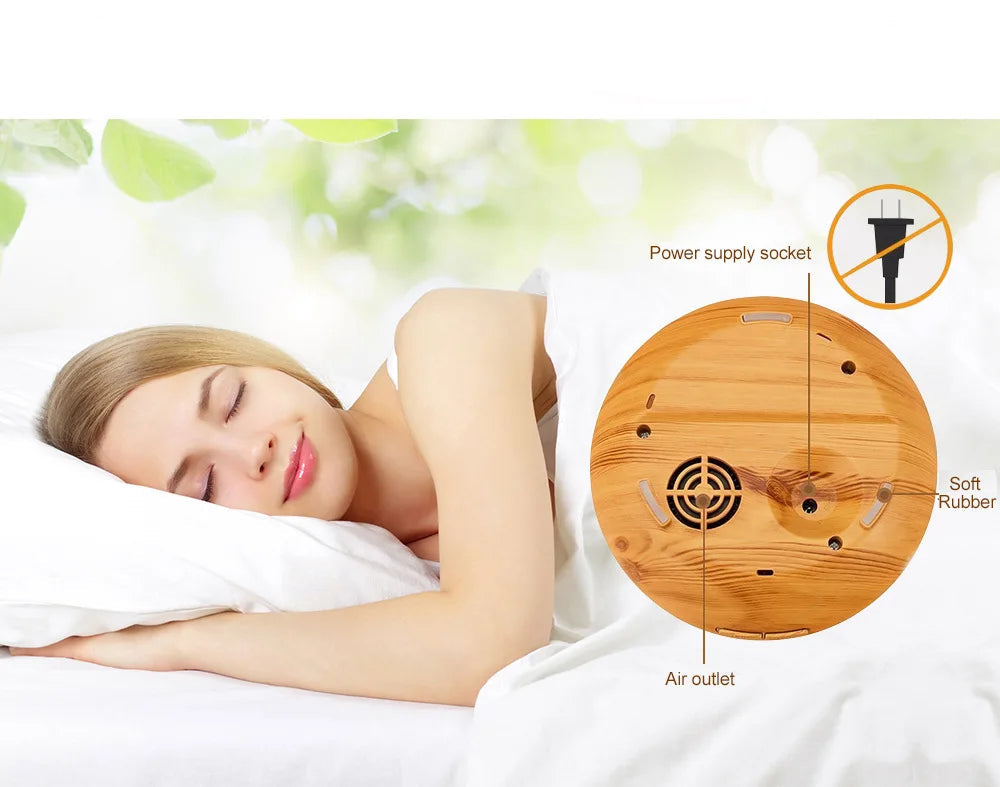 Woman sleeping with a wooden diffuser in the foreground