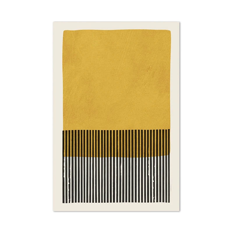 Yellow and black striped rug on a white background
