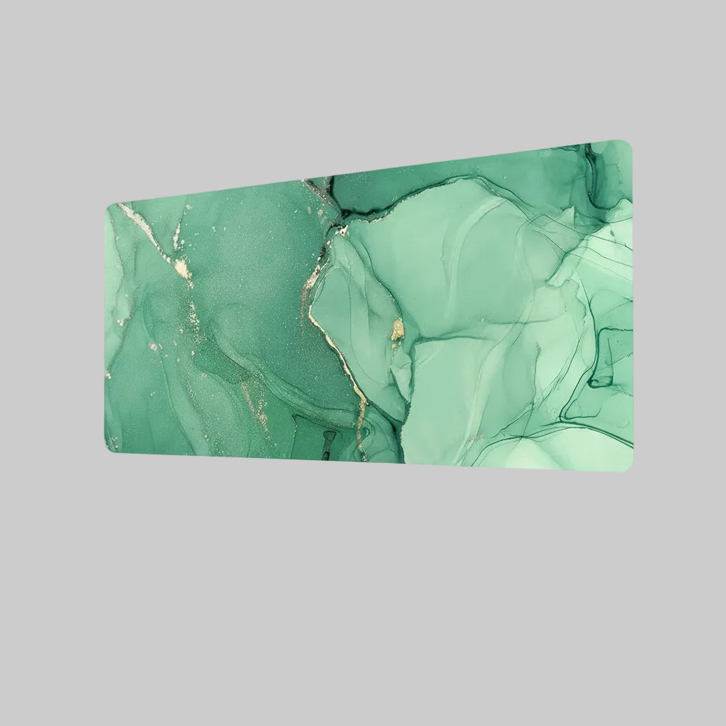 Green marbled mouse pad on a gray background