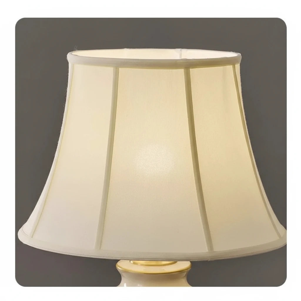 Cream lampshade on a dark grey background