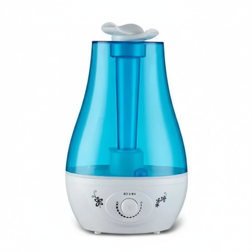 Blue and white humidifier on a white background