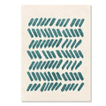Minimalist canvas print with repeating teal brushstroke shapes on a soft neutral background