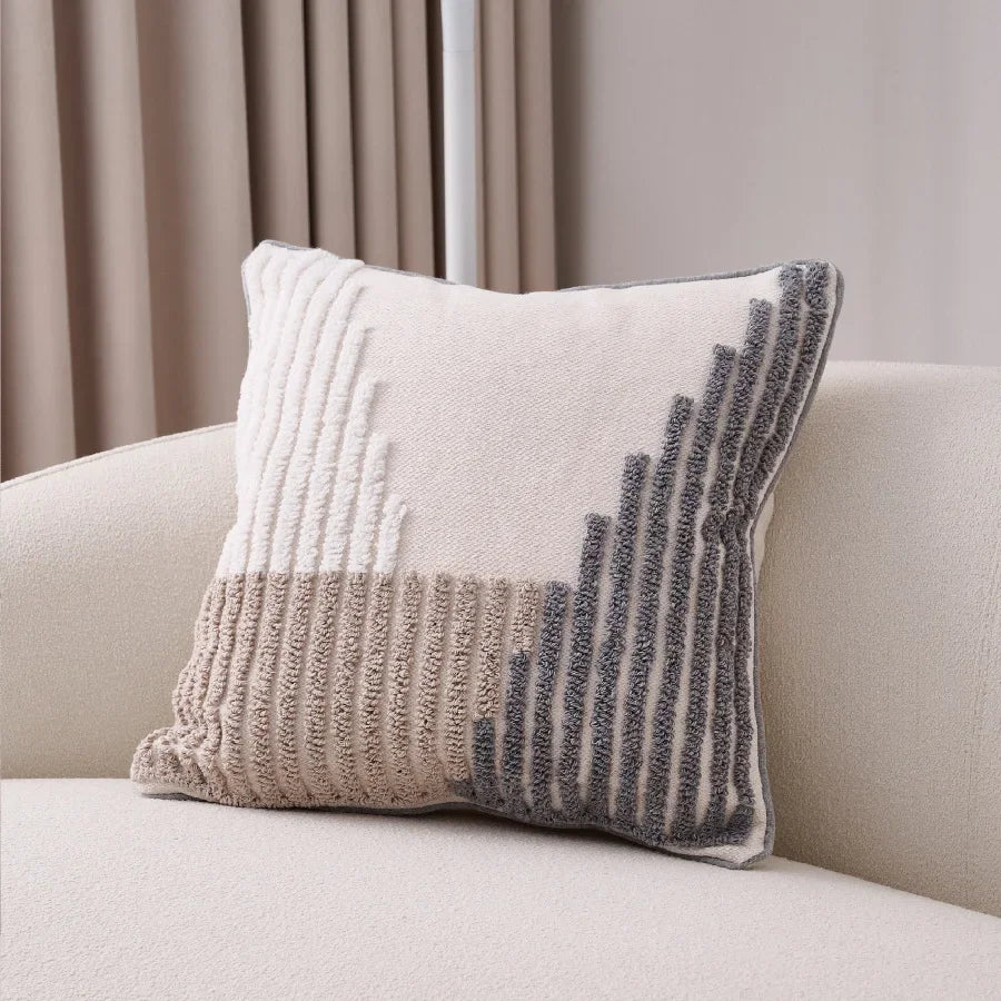 Bohemian Embroidered Cushion Cover – Geometric Textured Pillow Cover 45×45cm