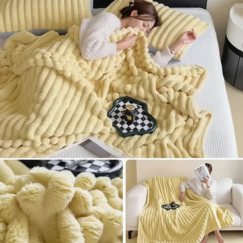 Plush Faux Fur Throw Blanket | Soft Polyester Cosy Blanket for Sofa & Bed