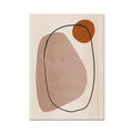 Abstract art print with brown shapes and a black line on a beige background