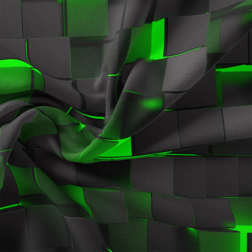 3D blocky design with green and black colors